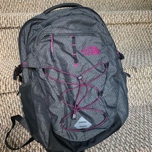North Face Grey and Purple Borealis Backpack